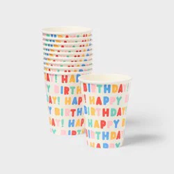 10ct Happy Birthday Paper Cups Multicolor - Spritz™