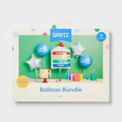 5ct Rainbow Birthday Cake Happy Birthday Foil Balloon Bouquet- Spritz™