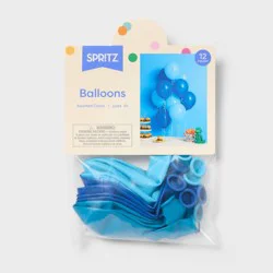 12ct Latex Party Balloons Mixed Blue - Spritz™