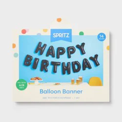 'Happy Birthday' Foil Balloon Banner Black - Spritz™