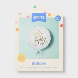 Hello Baby Round Foil Balloon White and Gold - Spritz™