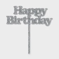 Happy Birthday Glitter Cake Topper Silver - Spritz™