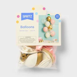 20ct Latex Party Balloons Baby Pink/Gold/Clear/White Mix Pack - Spritz™