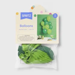 12ct Latex Party Balloons Mixed Green - Spritz™