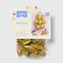 12ct Latex Party Balloons Solid Gold Metallic - Spritz™
