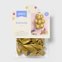 12ct Latex Party Balloons Solid Gold Metallic - Spritz™