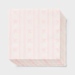 30ct Dainty Bow Beverage Napkins Pink - Spritz™