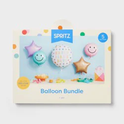 5ct Smiley Face Happy Birthday Foil Balloon Bouquet- Spritz™