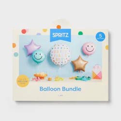 5ct Smiley Face Happy Birthday Foil Balloon Bouquet- Spritz™