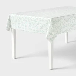 Sage Botanical Leaves Plastic Table Cover - Spritz™