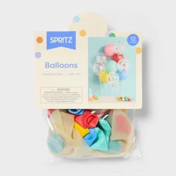 12ct Latex Party Balloons Rainbow Confetti & Solid Mix - Spritz™