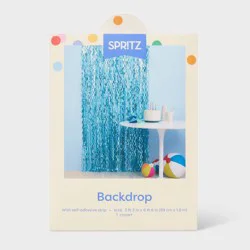 Wavy Tinsel Fringe Party Backdrop Decoration Teal Blue - Spritz™