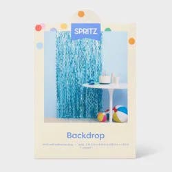 Wavy Tinsel Fringe Party Backdrop Decoration Teal Blue - Spritz™
