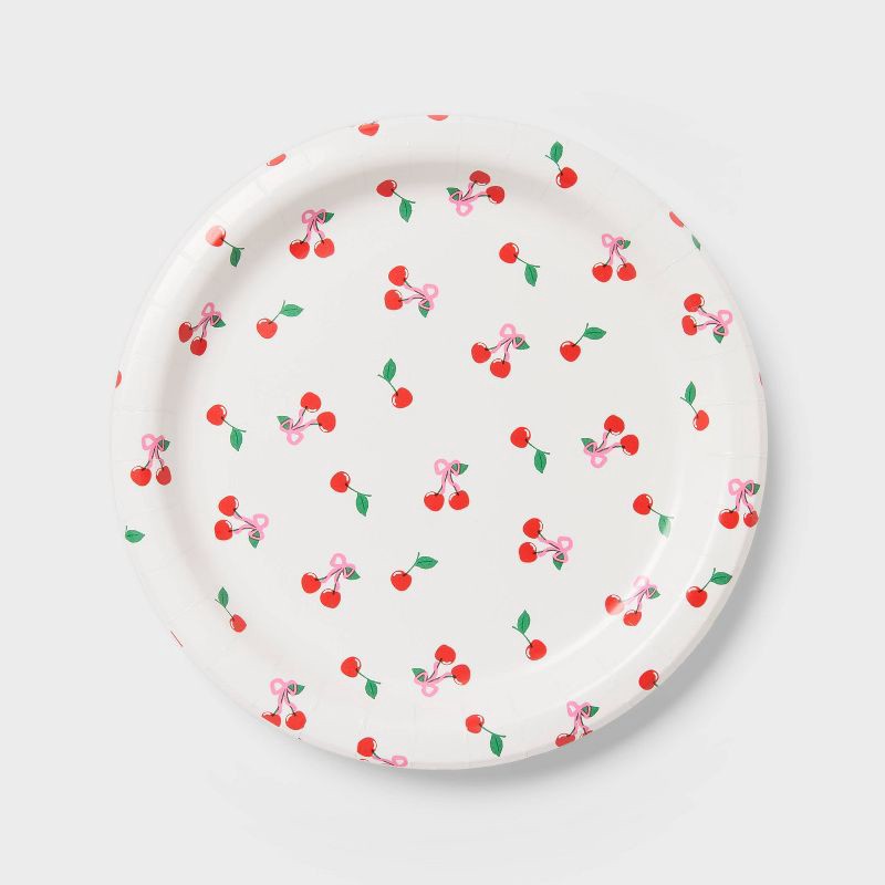 slide 1 of 3, 20ct Ditsy Cherry Dinner Paper Plates - Spritz™, 20 ct