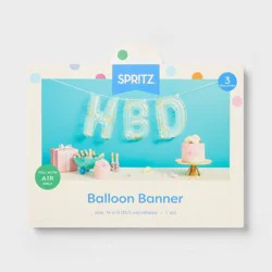 HBD Clear Birthday Balloon Banner with Gold Confetti - Spritz™