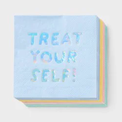 30ct "Treat Your Self" Ice Cream Multicolor Pack Foil Beverage Napkins - Spritz™
