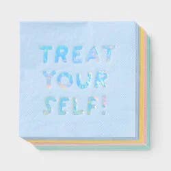 30ct "Treat Your Self" Ice Cream Multicolor Pack Foil Beverage Napkins - Spritz™