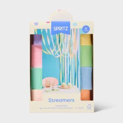 8pk Paper Pastel Rainbow Crepe Streamers - Spritz™