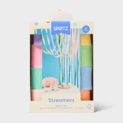 8pk Paper Pastel Rainbow Crepe Streamers - Spritz™