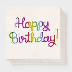30ct "Happy Birthday" Rainbow Foil Lunch Napkins - Spritz™