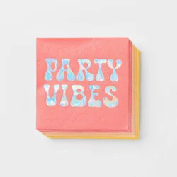 30ct "Party Vibes" Retro Foil Beverage Napkins Assorted Color - Spritz™
