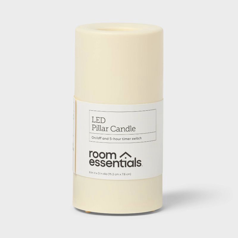 slide 1 of 3, 3"x6" LED Pillar Candle White - Room Essentials™, 1 ct