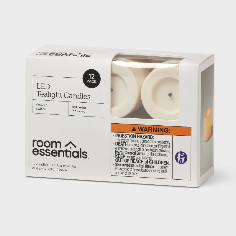 slide 1 of 3, 12pk LED Tealight Candle Set White - Room Essentials™, 12 ct