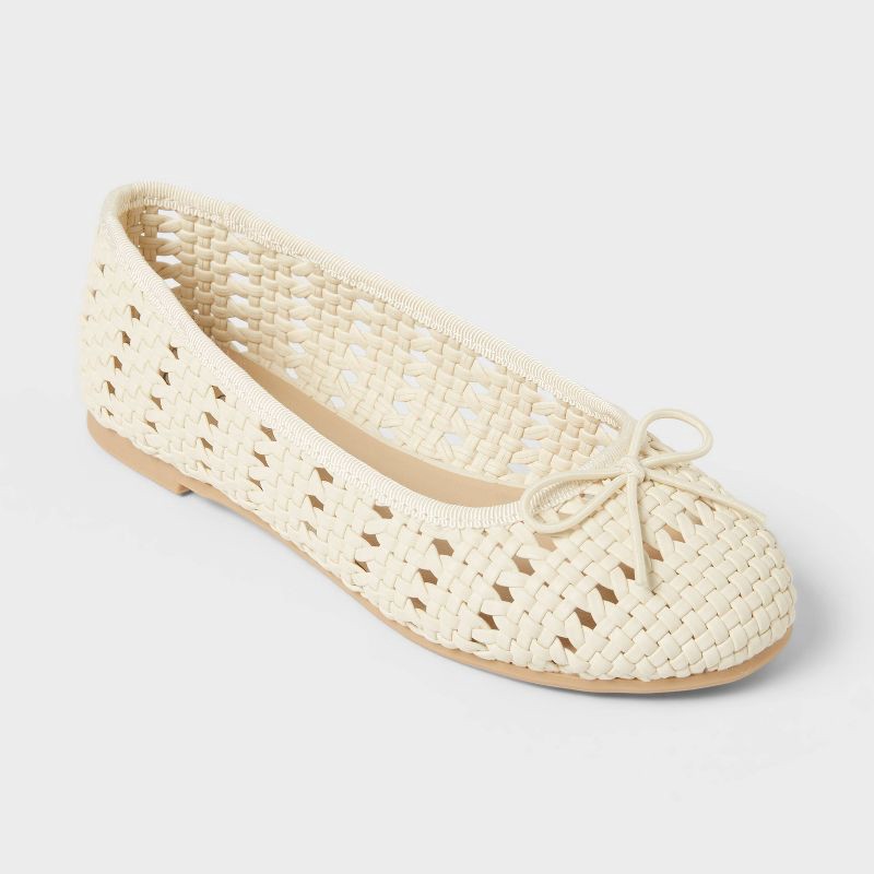 slide 1 of 3, Kids' Doris Woven Ballet Flats - Cat & Jack™ Cream 4, 1 ct