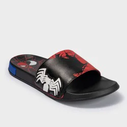 Men's Spider-Man Slides - Black/Red 10