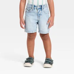 Toddler Boys' Button Front Adjustable Denim Shorts - Cat & Jack™ Light Wash 3T