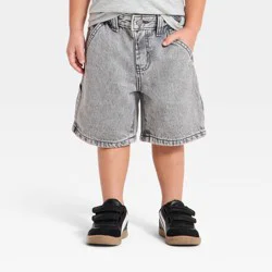 Toddler Boys' Button Front Adjustable Denim Carpenter Shorts - Cat & Jack™ Gray 5T