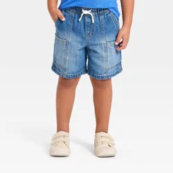 Toddler Boys' Relaxed Fit Pull On Denim Cargo Shorts - Cat & Jack™ Dark Wash 3T
