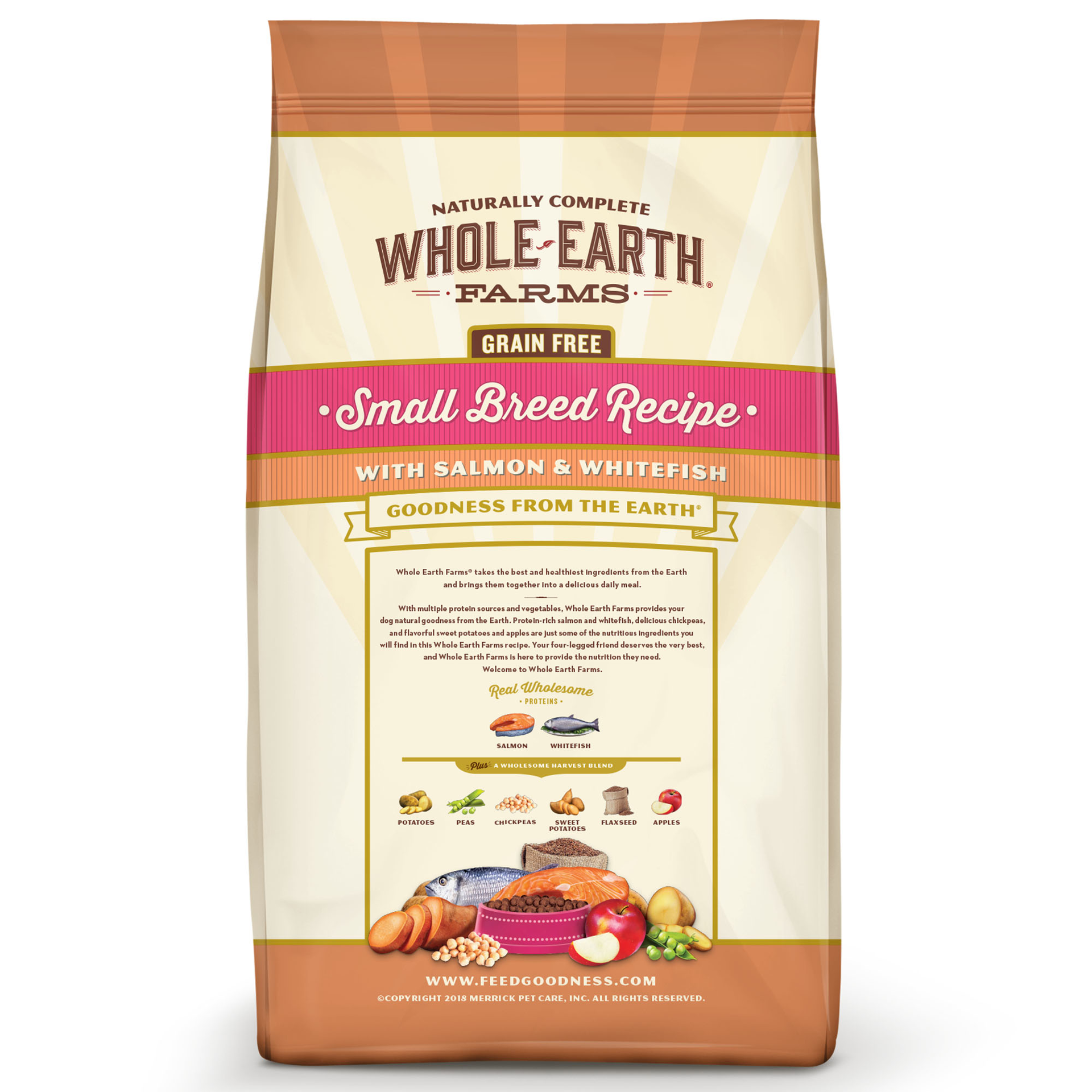 slide 3 of 6, Whole Earth Farms Grain Free Dry Dog Food Small Breed Recipe with Salmon & Whitefish - 12 lb Bag, 12 lb