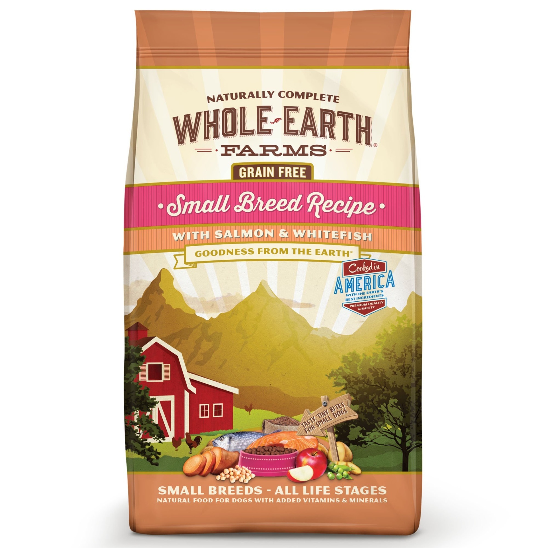 slide 1 of 1, Whole Earth Farms Grain Free Small Breed Recipe with Salmon & Whitefish Dry Dog Food, 12 lb