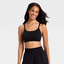 Women's Seamless Light Support Cami Sports Bra - All In Motion™ Black M