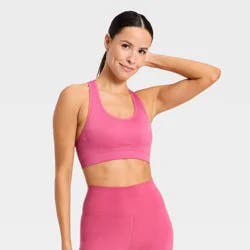 Women's Seamless Medium Support Racerback Sports Bra - All In Motion™ Pink M