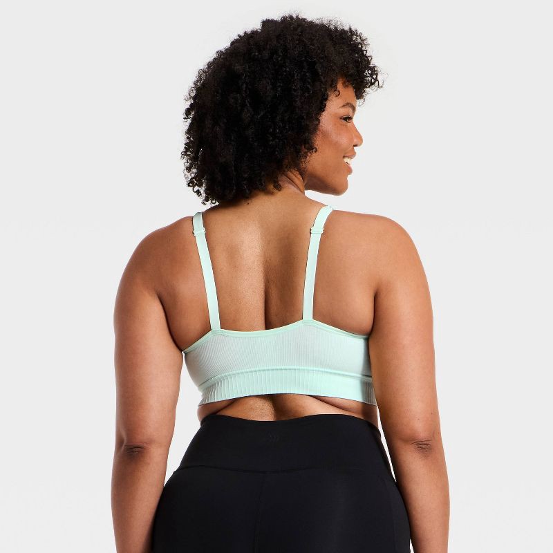slide 5 of 5, Women's Modal Seamless Light Support Twist-Front Longline Sports Bra - All In Motion™ Mint Green S, 1 ct