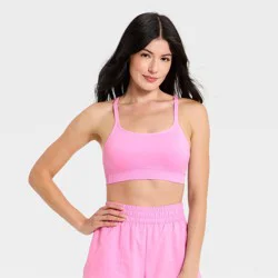 Women's Seamless Light Support Cami Sports Bra - All In Motion™ Pink M
