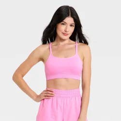 Women's Seamless Light Support Cami Sports Bra - All In Motion™ Pink M