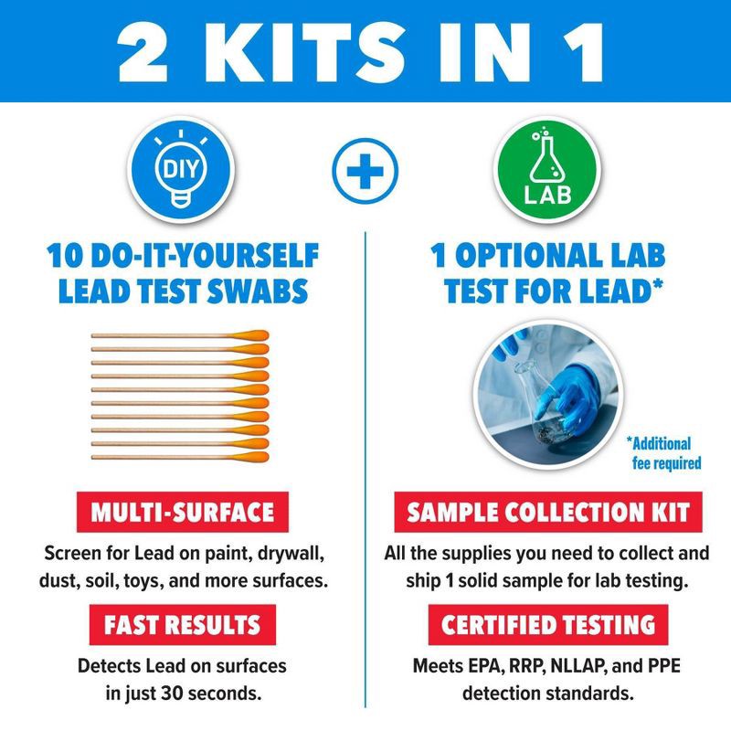 slide 7 of 8, Safe Home 10pk DIY Surface Lead Combo Test Kit, 10 ct