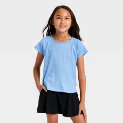 Girls' Short Sleeve Fitted Ribbed T-Shirt - Cat & Jack™ Dusty Blue S
