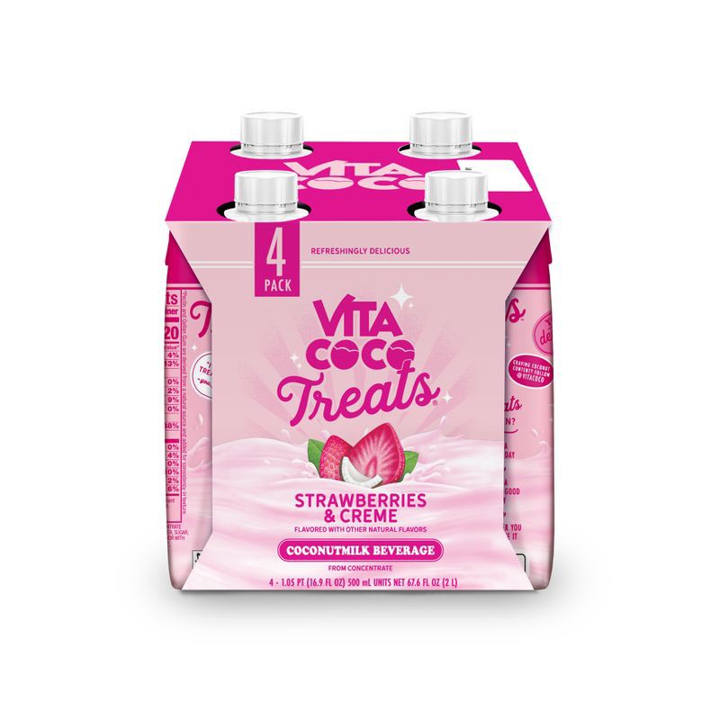 slide 1 of 5, Vita Coco Treats Strawberries & Creme Coconut Water - 4pk/67.6fl oz, 4 ct, 67.6 fl oz