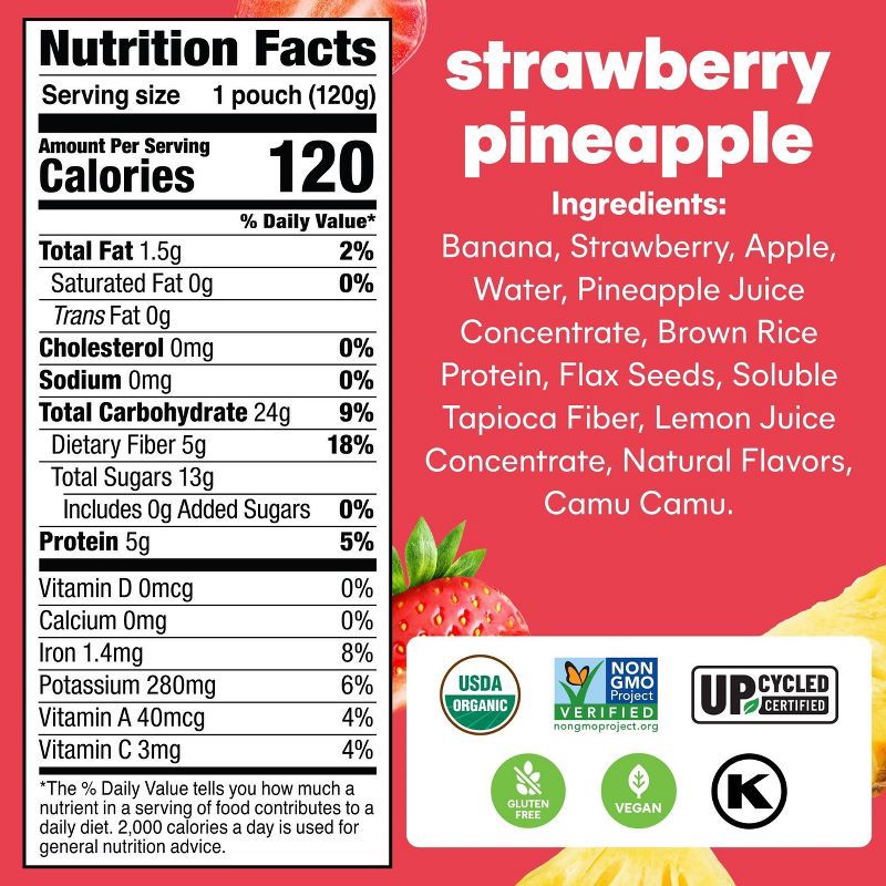 slide 3 of 11, NOKA Superfood Smoothie Fruit Strawberry Pineapple Single Pouch - 4.22oz, 4.22 oz
