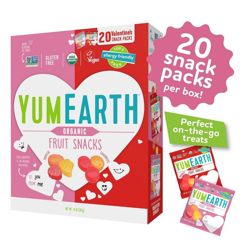 slide 3 of 9, YumEarth Valentines Organic Fruit Snacks Variety Candy Box - 10oz/20ct, 20 ct; 10 oz