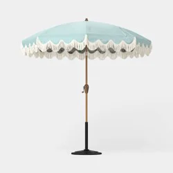 Threshold designed w/Studio McGee 7.5' Fringed Dome Outdoor Patio Umbrella - Blue - Threshold designed w/ Studio McGee