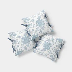 Threshold designed w/Studio McGee 18"x18" Woven Stripe Side-Tie Outdoor Throw Pillow Blue - Threshold™ designed with Studio McGee