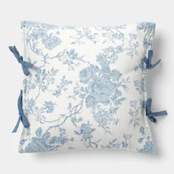 Threshold designed w/Studio McGee 18"x18" Woven Stripe Side-Tie Outdoor Throw Pillow Blue - Threshold™ designed with Studio McGee