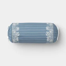 Threshold designed w/Studio McGee 20"x8" Woven Stripe Side-Tie Outdoor Patio Throw Pillow Blue - Threshold™ designed with Studio McGee