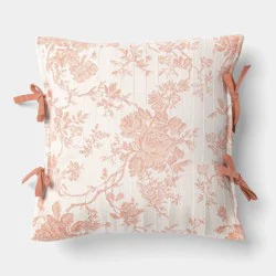 Threshold designed w/Studio McGee 18"x18" Woven Stripe Side-Tie Outdoor Patio Throw Pillow Pink - Threshold™ designed with Studio McGee