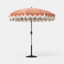 Threshold designed w/Studio McGee 7.5' Fringed Dome Outdoor Patio Umbrella - Pink - Threshold designed w/ Studio McGee